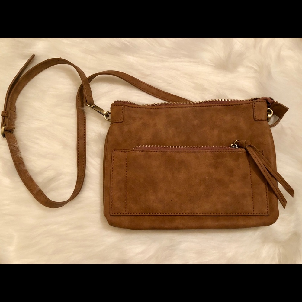 Fake suede crossbody bag